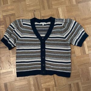 Striped Short Sleeve Cardigan
